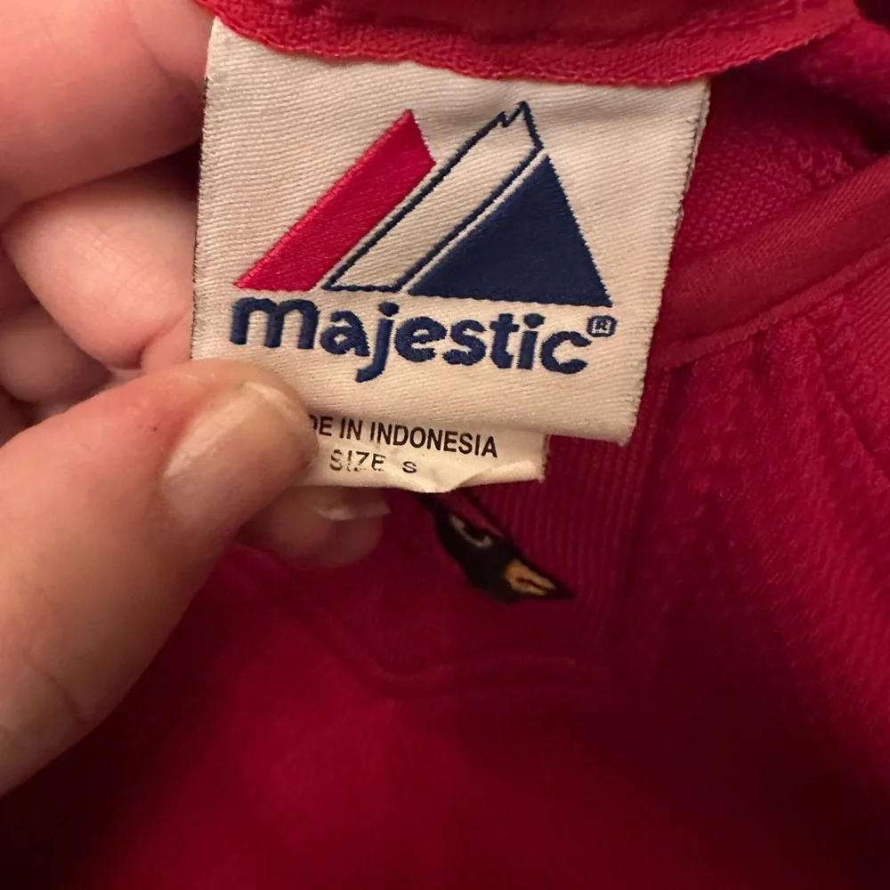 Vintage Majestic Therma Red Long Sleeve Shirt with Cardinal Emblem - Picture 5 of 6